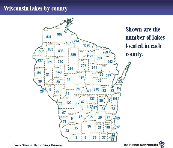Wisconsin Lakes by county